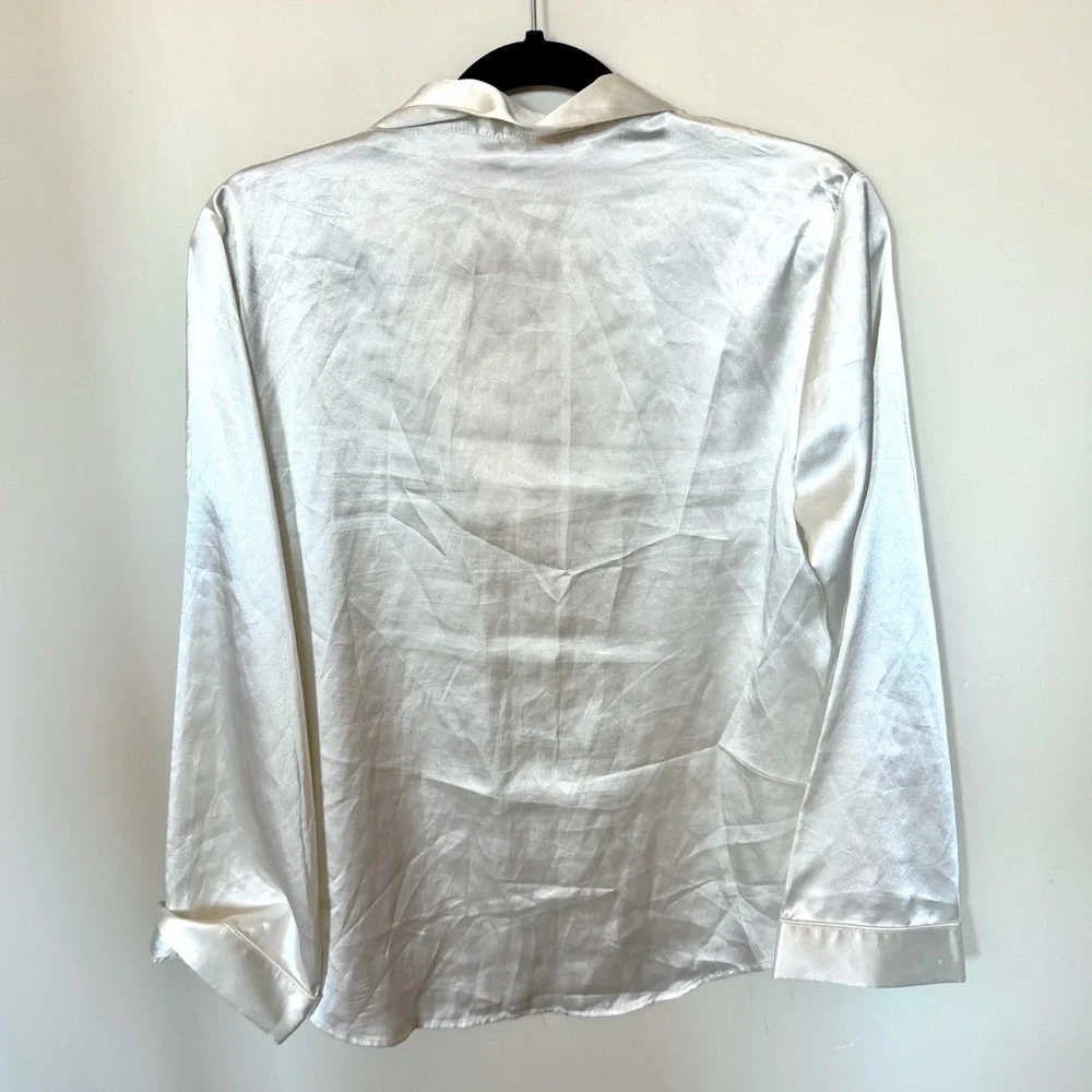Victoria’s Secret vintage white satin bridal button down top size S